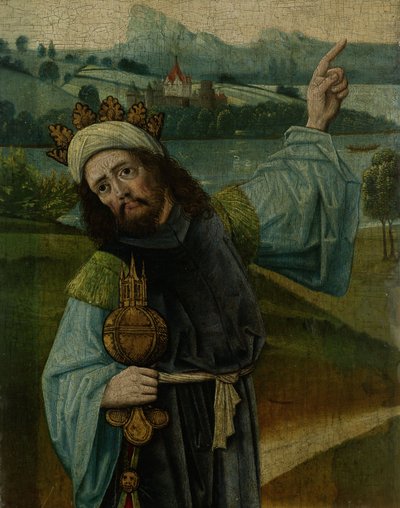 Re Melchiorre, uno dei Tre Magi, Indica la Stella da Netherlandish School
